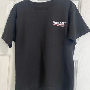Balenciaga  kids t-shirt size 6 in color black with logo in white and red.
